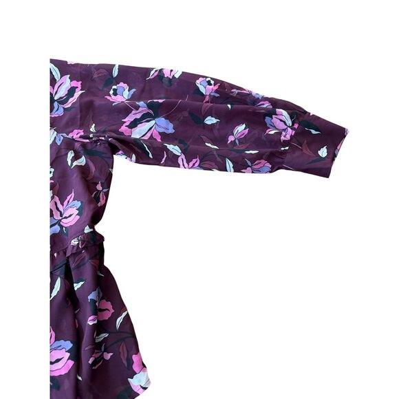 Lane Bryant Purple Floral Peplum Blouse Size 18 Long Sleeve V-Neck NWT - Picture 5 of 6